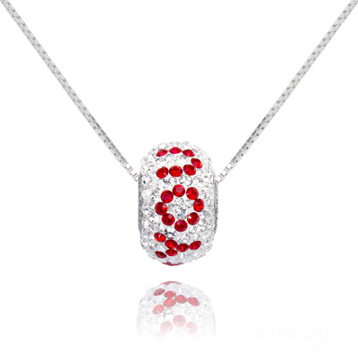 Collier en Cristal et Argent Collier I Love You en Argent orn� de Cristal Rouge