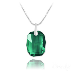 Collier en Cristal et Argent Collier Graphic 19mm en Argent et Cristal �meraude