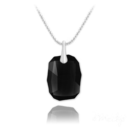 Collier en Cristal et Argent Collier Graphic 19mm en Argent et Cristal Noir