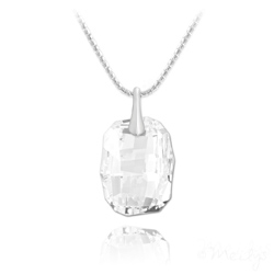 Collier en Cristal et Argent Collier Graphic 19mm en Argent et Cristal Blanc