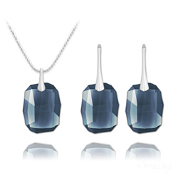 Parure en Cristal et Argent Parure Graphic en Argent et Cristal Denim Blue