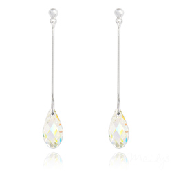 Boucles d'Oreilles Briolette en Argent et Cristal Aurore Bor�ale