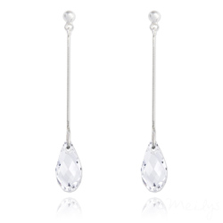Boucles d'Oreilles Briolette en Argent et Cristal Blanc