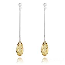 Boucles d'Oreilles Briolette en Argent et Cristal Champagne