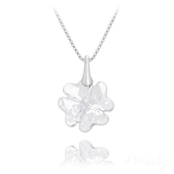 Collier en Cristal et Argent Collier Tr�fle en Argent et Cristal Blanc