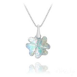 Collier en Cristal et Argent Collier Tr�fle en Argent et Cristal Aurore Bor�ale