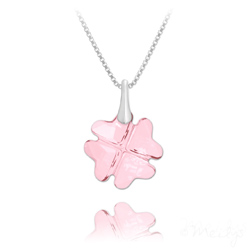 Collier en Cristal et Argent Collier Tr�fle en Argent et Cristal Rose Clair