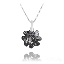 Collier Tr�fle en Argent et Cristal Silver Night