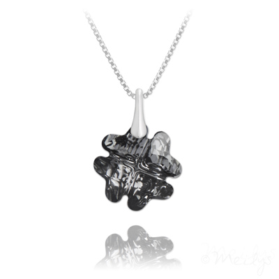 Collier en Cristal et Argent Collier Tr�fle en Argent et Cristal Silver Night