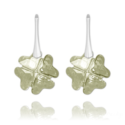 Boucles d'Oreilles Tr�fle en Argent et Cristal Silver Shade