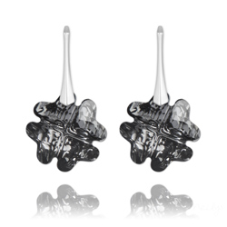 Boucles d'Oreilles Tr�fle en Argent et Cristal Silver Night