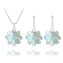Parure en Cristal et Argent Parure Trèfle en Argent et Cristal Aurore Boréale