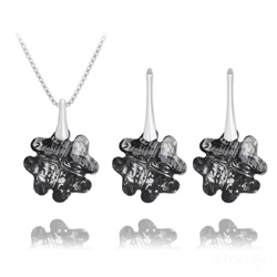Parure Tr�fle en Argent et Cristal Silver Night