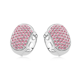 Boucles d'Oreilles Design Dor� � l'Or Fin et Cristal Rose