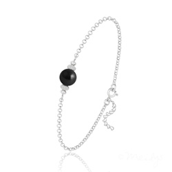 Bracelet en Cristal et Argent Bracelet en Argent et Perle de Cristal Nacré - Noir Mystique