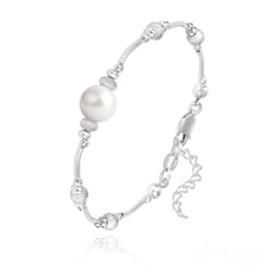 Bracelet en Argent et Perle de Cristal Nacr - Blanc