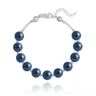 Bracelet en Cristal et Argent Bracelet en Argent 11 Perles de Cristal Nacré - Tahitian Look