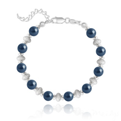 Bracelet en Cristal et Argent Bracelet en Argent et Perle de Cristal Nacré 6MM - Tahitian Look