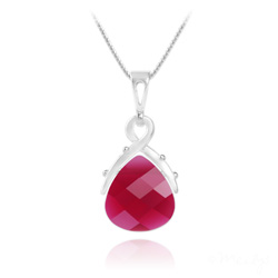 Collier en Cristal et Argent Collier Goutte en Argent et Cristal Ruby