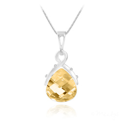 Collier en Cristal et Argent Collier Goutte en Argent et Cristal Champagne