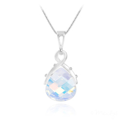 Collier en Cristal et Argent Collier Goutte en Argent et Cristal Aurore Bor�ale