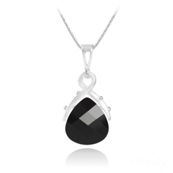 Collier en Cristal et Argent Collier Goutte en Argent et Cristal Noir