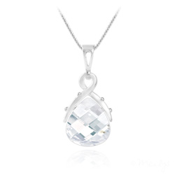 Collier Goutte en Argent et Cristal Blanc