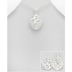 Pendentif Cage Ovale en Argent