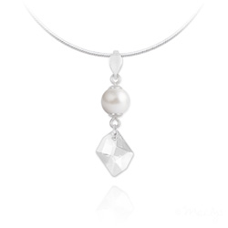Collier en Cristal et Argent Collier Cosmic Pearl en Argent et Cristal Blanc
