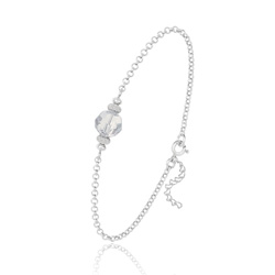 Bracelet en Cristal et Argent [White Opal] Bracelet en Argent et Perle de Cristal 8MM