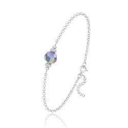 Bracelet en Cristal et Argent [Violet Ab] Bracelet en Argent et Perle de Cristal 8MM