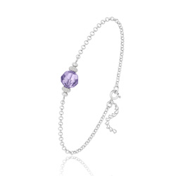 [Violet] Bracelet en Argent et Perle de Cristal 8MM