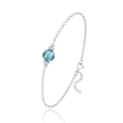 Bracelet en Cristal et Argent [Turquoise] Bracelet en Argent et Perle de Cristal 8MM