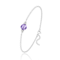 Bracelet en Cristal et Argent [Tanzanite] Bracelet en Argent et Perle de Cristal 8MM