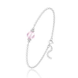 Bracelet en Cristal et Argent [Rosaline] Bracelet en Argent et Perle de Cristal 8MM