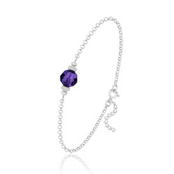 Bracelet en Cristal et Argent [Purple Velvet] Bracelet en Argent et Perle de Cristal 8MM