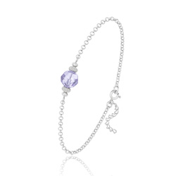 Bracelet en Cristal et Argent [Provence Lavender] Bracelet en Argent et Perle de Cristal 8MM