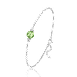 Bracelet en Cristal et Argent [Peridot] Bracelet en Argent et Perle de Cristal 8MM