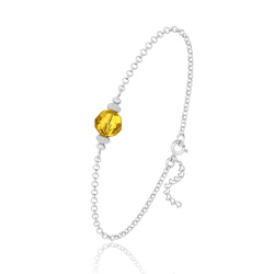 Bracelet en Cristal et Argent [Light Topaz] Bracelet en Argent et Perle de Cristal 8MM