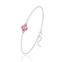 Bracelet en Cristal et Argent [Light Rose] Bracelet en Argent et Perle de Cristal 8MM