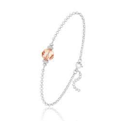 Bracelet en Cristal et Argent [Light Peach] Bracelet en Argent et Perle de Cristal 8MM
