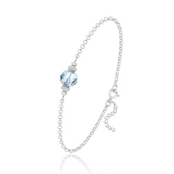 Bracelet en Cristal et Argent [Light Azore] Bracelet en Argent et Perle de Cristal 8MM