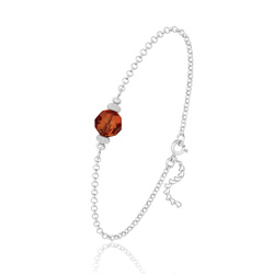 Bracelet en Cristal et Argent [Indian Red] Bracelet en Argent et Perle de Cristal 8MM