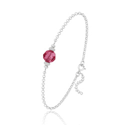 Bracelet en Cristal et Argent [Indian Pink] Bracelet en Argent et Perle de Cristal 8MM