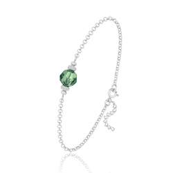 Bracelet en Cristal et Argent [Erinite] Bracelet en Argent et Perle de Cristal 8MM