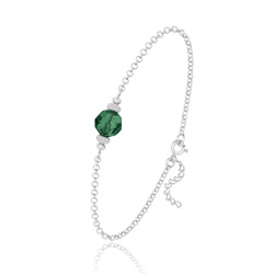 Bracelet en Cristal et Argent [Emerald] Bracelet en Argent et Perle de Cristal 8MM