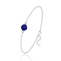 Bracelet en Cristal et Argent [Dark Indigo] Bracelet en Argent et Perle de Cristal 8MM