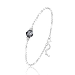 [Silver Night] Bracelet en Argent et Perle de Cristal 8MM