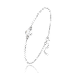 Bracelet en Cristal et Argent [Crystal White] Bracelet en Argent et Perle de Cristal 8MM