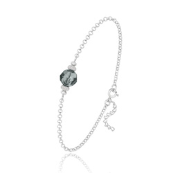 Bracelet en Cristal et Argent [Black Diamond] Bracelet en Argent et Perle de Cristal 8MM